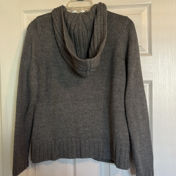 Eddie Bauer women’s gray wool blend full zip hoodie knit sweater size medium - Picture 8 of 10
